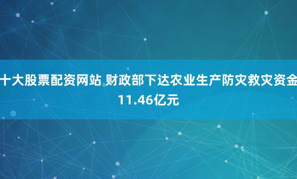 十大股票配资网站 财政部下达农业生产防灾救灾资金11.46亿元