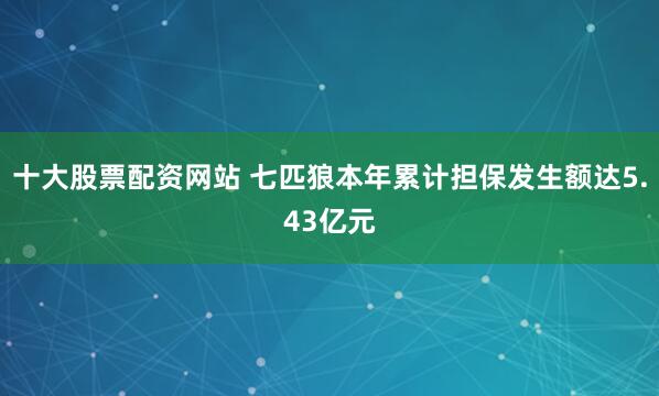 十大股票配资网站 七匹狼本年累计担保发生额达5.43亿元